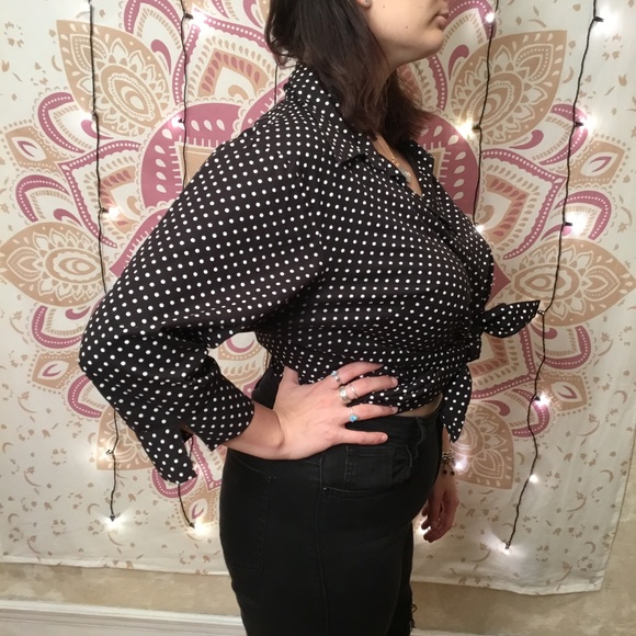 Lane Bryant Polka Dot Button Down Top - Picture 2 of 11